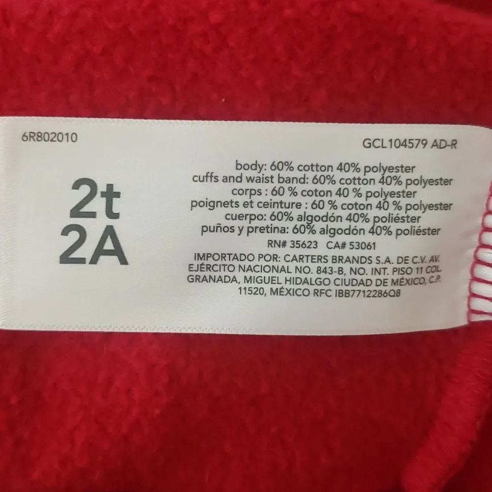 Adorable Carter's Child Of Mine Christmas Holiday Santa 2 Pc Set Sz 2T
